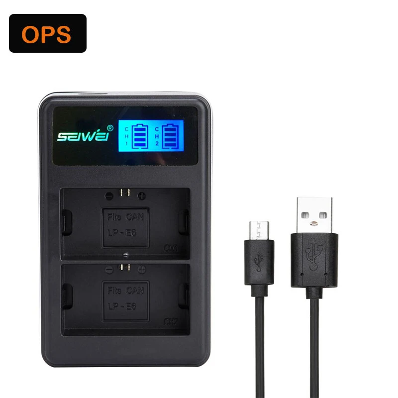 Buy USB &LED LP E6 dual Battery charger for canon 80D
