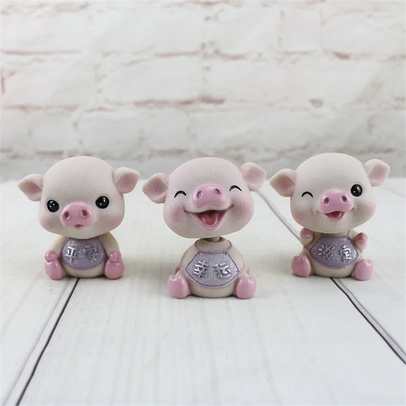 

2019 Hot Sale Cute Shaking Head Pig Car Decoration Cake Decoration Resin Crafts Auto Interior Decoration Fashion Gifts