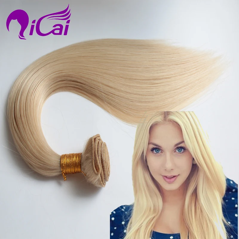 

#613 Bleached Blonde Hair Weaving Brazilian Virgin Remy Human Hair Extensions 1 Bundles Silk Straight 613# Blonde Hair Weave