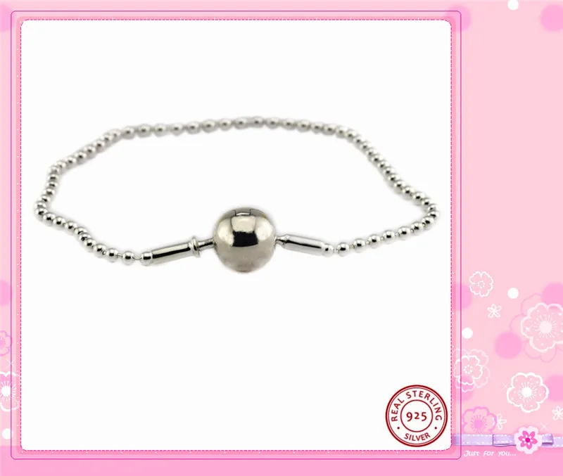 Коллекция Essence 925 пробы серебристыми бусинами звено цепи длинные ожерелья для Для женщин ювелирные изделия с круглым Iconic LOGO застежка FLB009