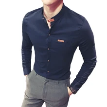 Новое качество модный бренд Бизнес Для мужчин с длинными рукавами качества рубашка Повседневное Формальные дизайн рубашка негабаритных Для мужчин сплошной цвет рубашки