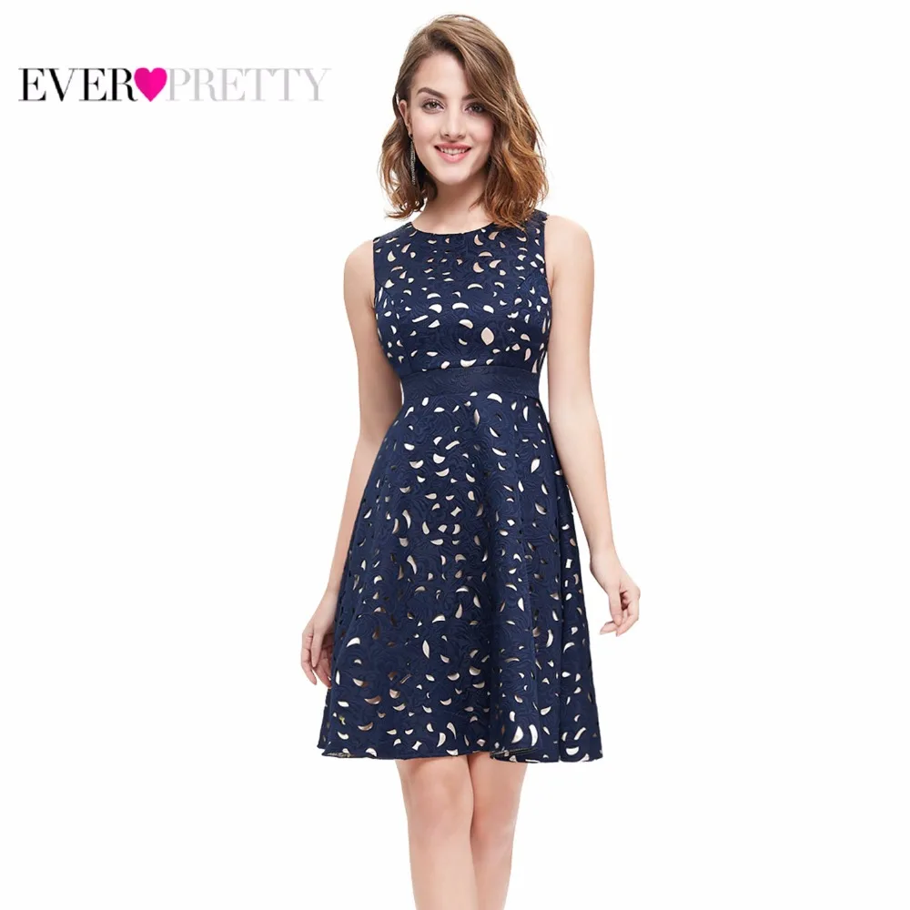 

[Clearance sale]Ever-Pretty Elegant Cocktail Dresses EP05432 Contrast Color A-Line Round Neck Sleeveless Short Party Dress 2018