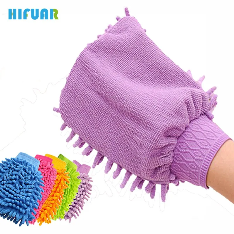 Hifuar 1 пара Кухня очистки перчатки из микрофибры для мытья автомобиля Mitt мягкая