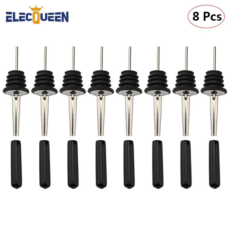 

8 sets Bottle Pourer ,Stainless Steel Whisky Liquor Oil Wine Bottle Pourer + Spouts Dust Cover Caps, Speed Pourer with Dust Cap