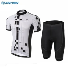 XINTOWN Мужская велосипедная одежда с коротким рукавом Ropa Ciclismo летняя велосипедная команда велосипедные кофта и Шорты наряды белые S-4XL