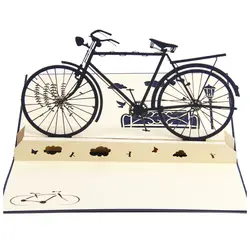 Perfect-3D pop up Ручной лазерный разрез Винтаж карты Винтаж велосипед Творческие подарки Открытка на день рождения поздравительные открытки для