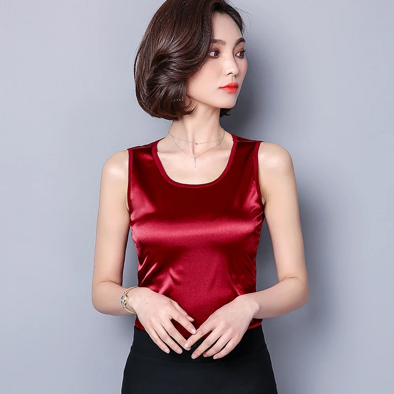 

Summer Women Tanks Silk Vest Female Plus Size Tank Top Women Sleeveless T Shirt Women