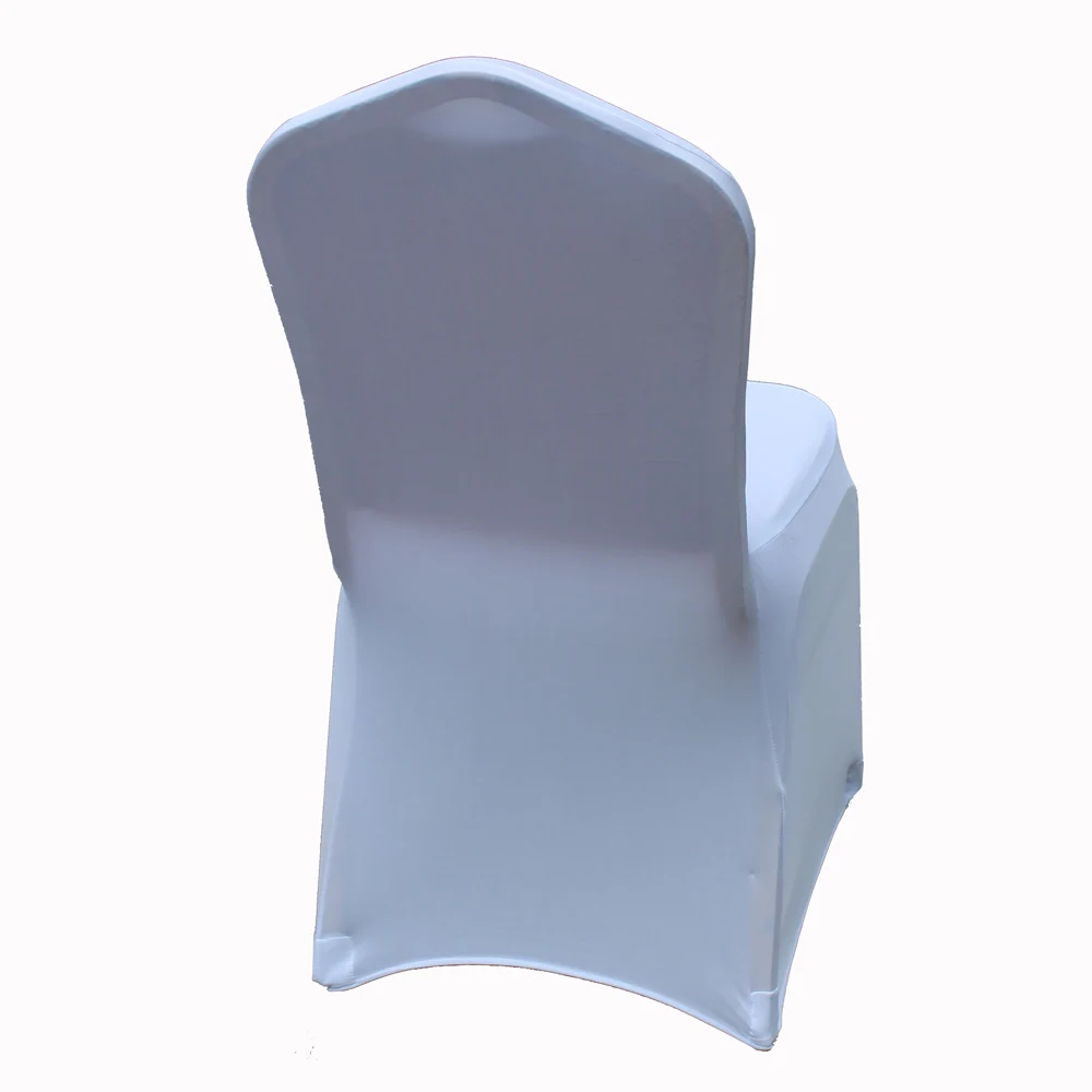10 шт./лот, тонкий дизайн, белые Однотонные эластичные чехлы на стулья из спандекса для свадебной вечеринки, банкетные чехлы для стульев