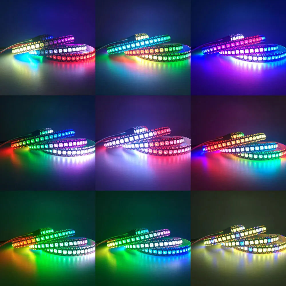 1 м/4 м/5 м WS2812B WS2812 светодиодные полосы, 30/60/74/96/144 Пиксели/светодиодов/м индивидуально адресуемых Smart WS2812 IC цветных(RGB) светодиодных лент DC5V