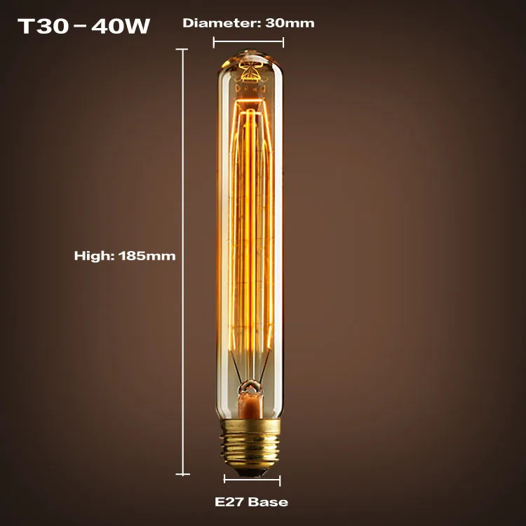 Лофт лампы накаливания Эдисон Свет E27 40 Вт 220 В Винтаж лампы для люстры/Кулон Античная освещения T185 украшения дома
