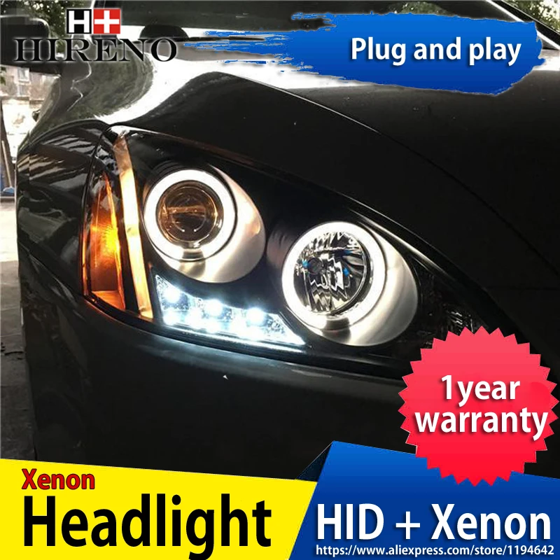 

Hireno Headlamp for 2003-07 Honda Accord Headlight Headlight Assembly LED DRL Angel Lens Double Beam HID Xenon 2pcs