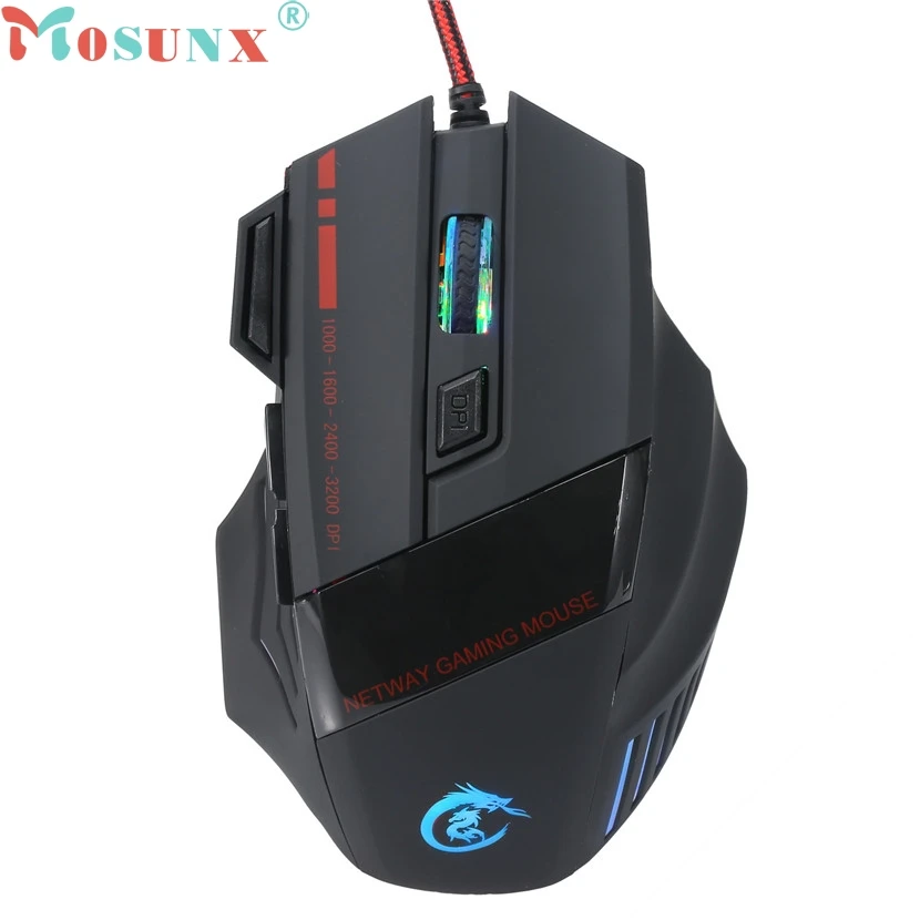 

mosunx HOT 3200 DPI 7D LED Optical USB Wired PRO Game Mouse For PC Laptop Gaming