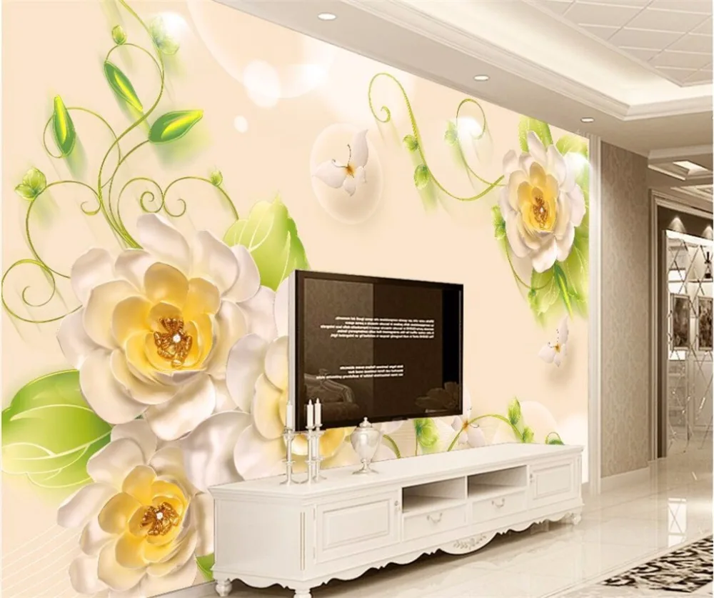 Фотообои beibehang на заказ 3D обои стерео рельеф Камелия свежие украшения фон для