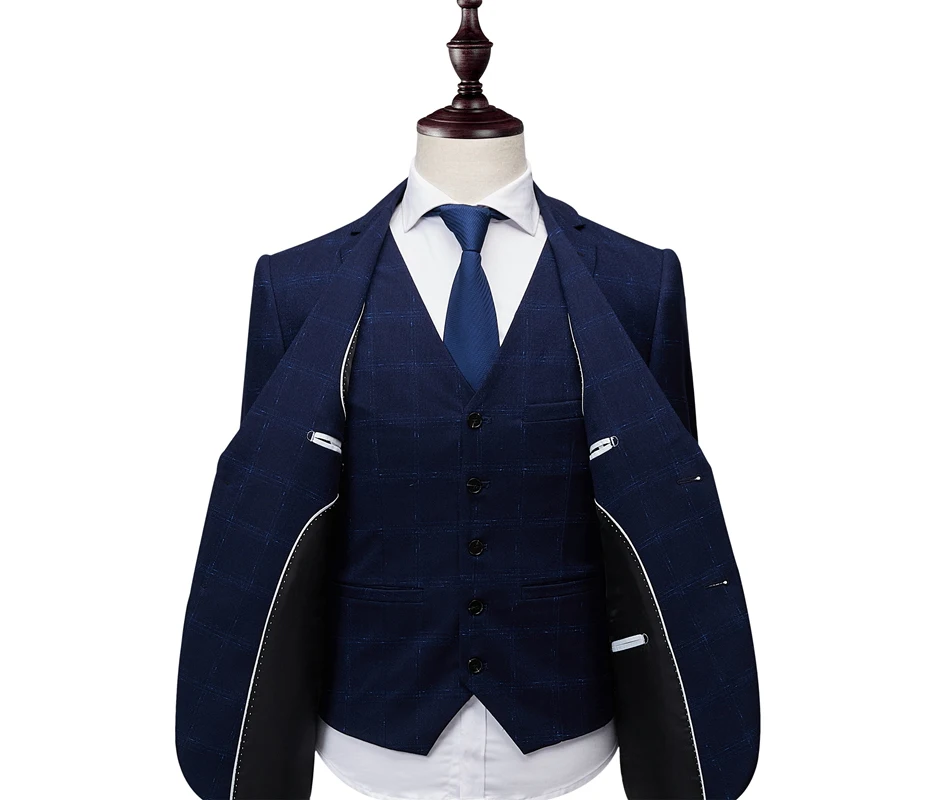 Бренд мужской костюм 2018 последние конструкции пальто брюки классические 3 предмета Для мужчин свадебные Жених костюмы Slim Fit плед костюмы