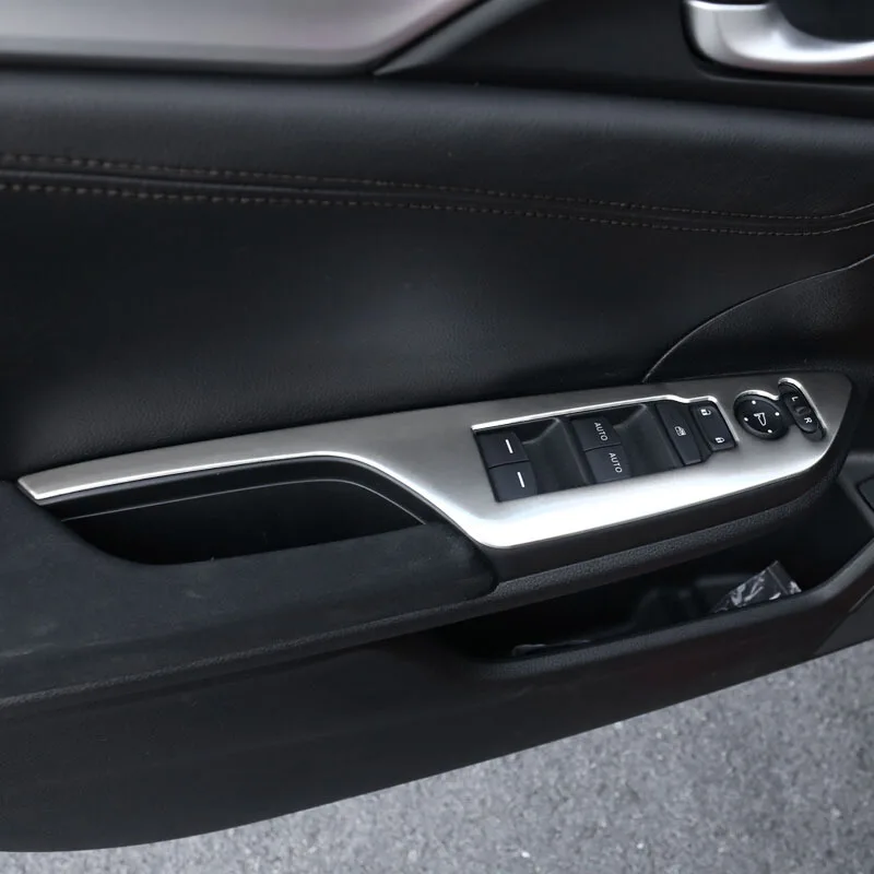 For-Honda-Civic-10th-2016-2017-Stainless-steel-Door-Window-glass-Lift-Control-Switch-Panel-cover