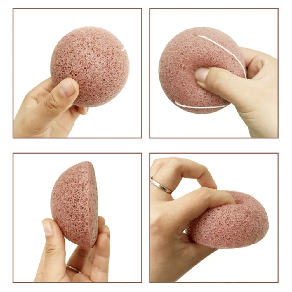 4 цвета натуральный Konjac Sponge уход за кожей лица для очистки губка для мытья Косметические Puff отбеливание глубоко очищая поры Губка Puff