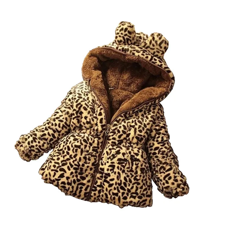 

Fashion Winter New Children 9M-6 Years Baby Coat Casual Jackets Girl's Hooded Kids Clothing Leopard Infant Warm Jacket