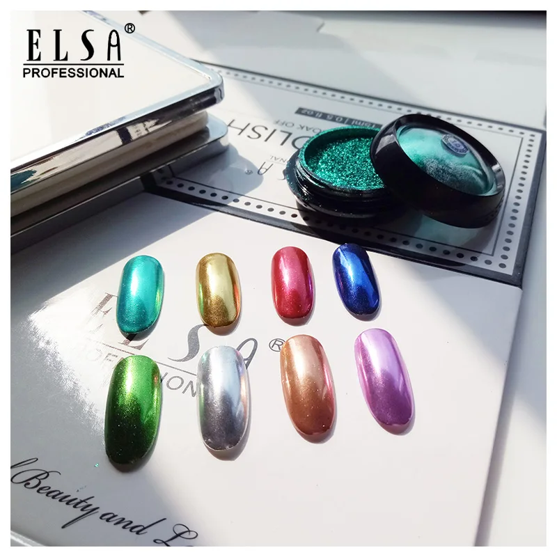 ELSA UV Nail Art зеркальная титановая пудра наборы блестки металлический эффект блеск розовое золото серебро гель маникюрный набор украшения