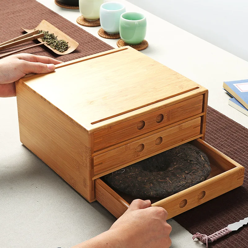 

Bamboo Pu'er Tea Boxes Pu'er Separator Cut Tea Tray Kung Fu Tea Set Ceremony Accessories Healthy Food Storage Drawer