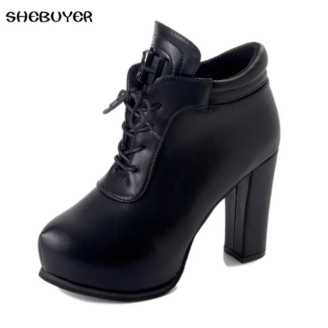 Invierno Negros Otoño Mujeres de Del Tacones Del 2017 Altos Botines E6Aqv