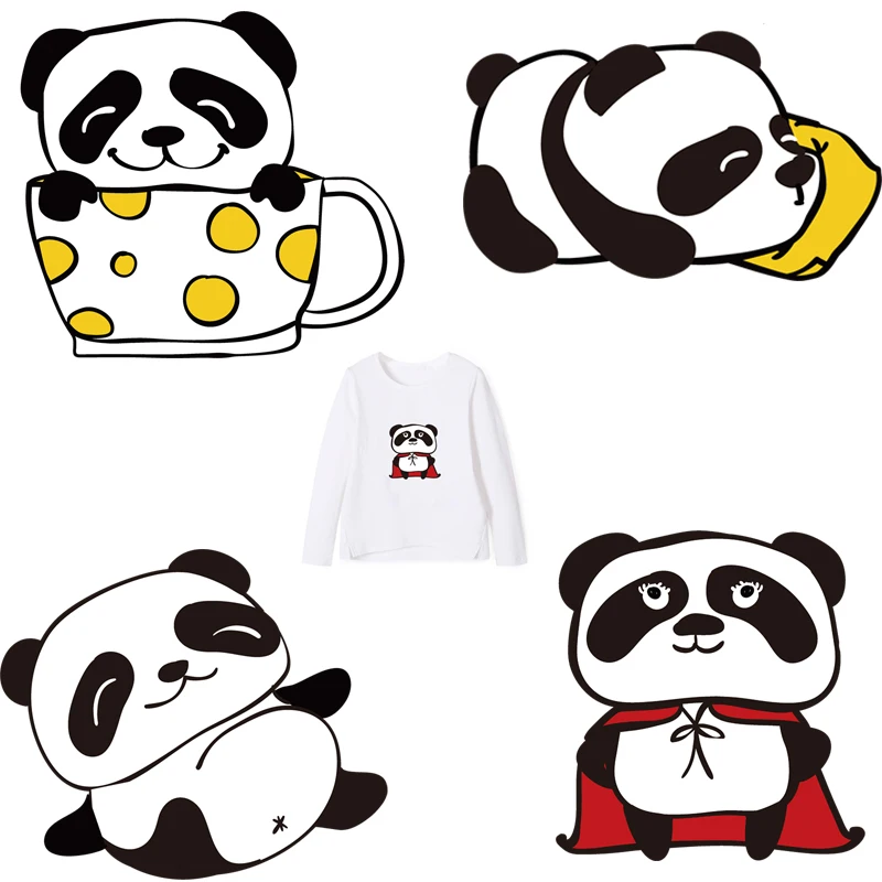 

stickers for clothes iron on patches Thermal labels application of one another stripes for clothing Cute panda patch applique