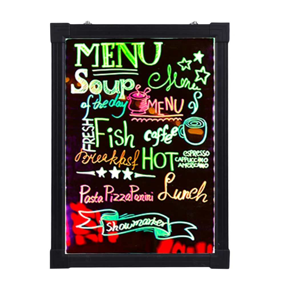 

16X24 Inch Easy To Write On Flashing Luminated Fluorescent Sign Board Set Cafe Coffee Menu Styling Neon LED Decoration Board