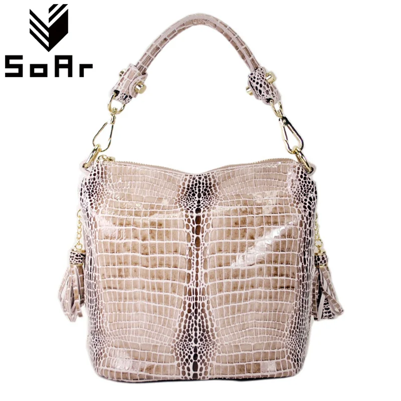 

SoAr 100% Genuine Leather Women Bags Luxury Serpentine Real Leather Women Handbag New Fashion Messenger Shoulder Bag Female Tote