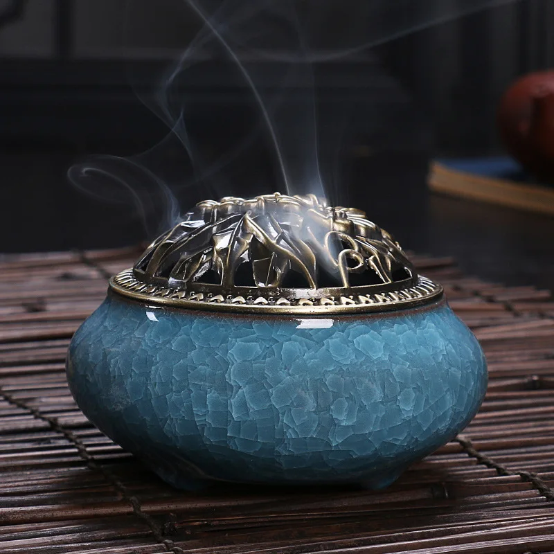 Crackle Glaze Ceramic Incense Base Vintage Incense Burner Joss Sticks