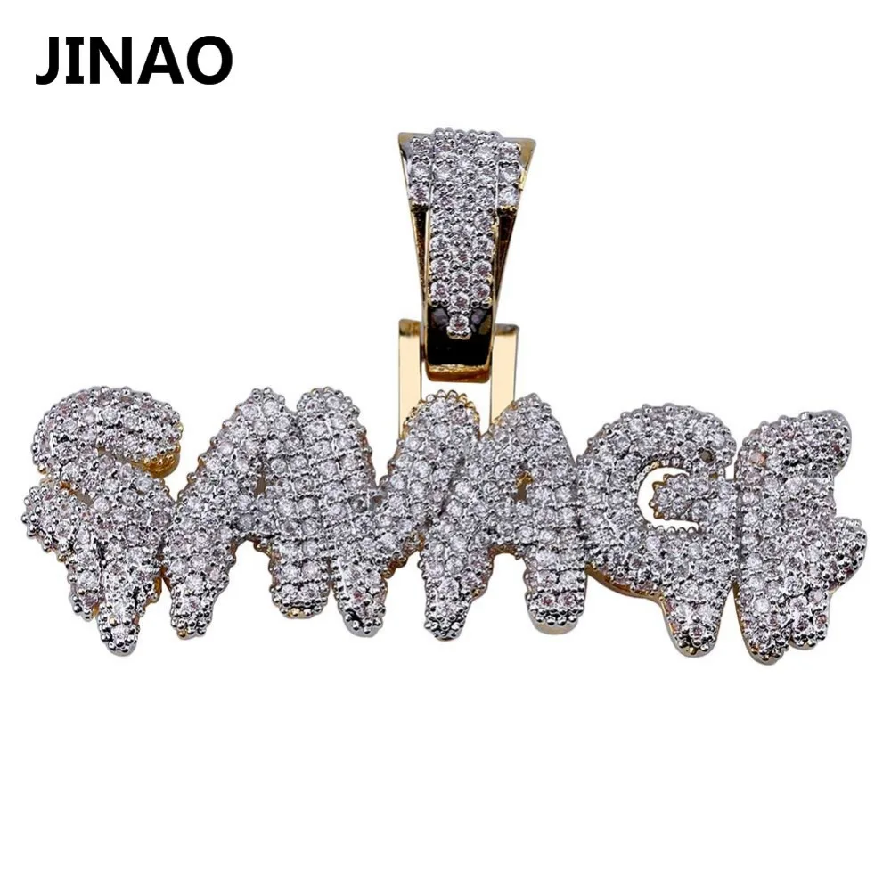 Beste JINAO mannen Iced Out SAVAGE Hanger Ketting Gold Plated Micro Pave AAA Cubic Zirkoon Hip Hop Gems Druzy sieraden Geschenken