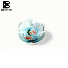 130 мл Longquan Celadon ручная роспись Лотос Gaiwan керамическая фарфоровая чайная чашка кофейная вода Посуда для напитков чайник