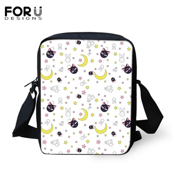 

FORUDESIGNS Women Messenger Bags Moon Black Cat Prints Crossbody Bag Kids Purse Small Coin Bag Cartoon Animal Pattern Mini Flaps