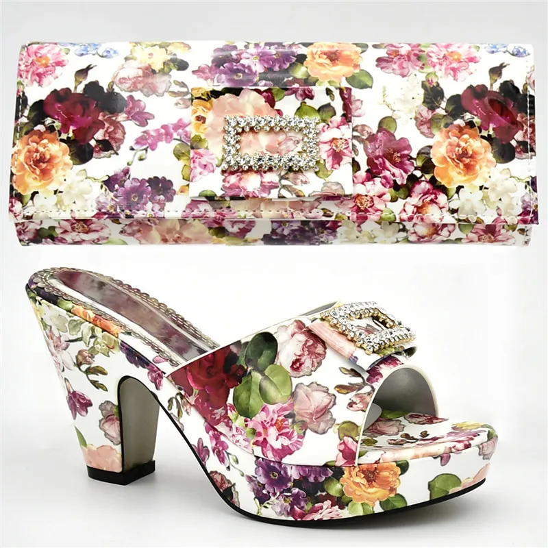 

New Arrival Rhinestone Women Wedding Shoes and Bag Set Decorated Appliques Women Shoes High Heel Super High (8cm-up) Slingbacks