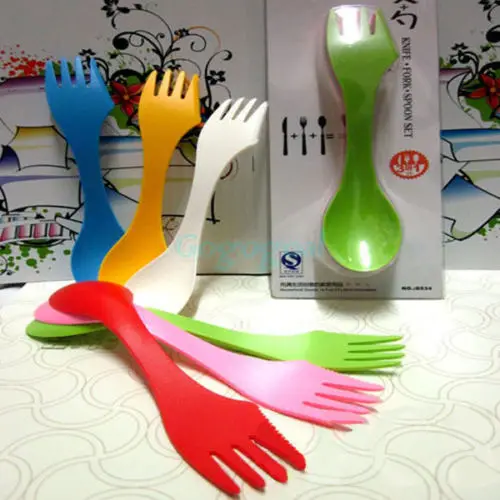 2016 Hot Sale Rushed Tenedor Frutas Alicate 1x Spoon Fork Knife Camping Hiking Utensils Spork Combo Gadget Cutlery Travel Al3293