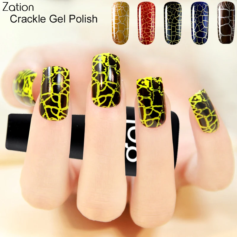 

Zation Crackle Gel Varnish Top Base Coat Crack Nail Polish Cracking Nail Lacquer Colorful Metal Nail Gel Paint Primer Enamel Gel