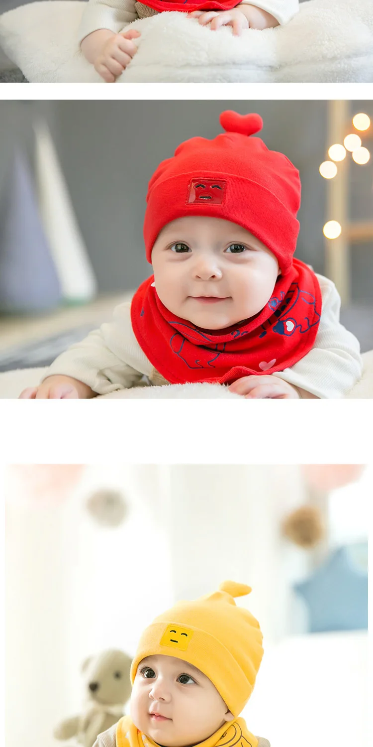 CieiK Baby Hat and Scarf Set Cotton Winter Hats for Kids Newborn Warm Cute Cartoon beanie Ear Protect Infant Crochet Photography (11)
