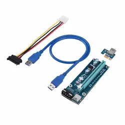 Новый PCI-Express PCI-E 16X удлинитель Riser Karte USB 3,0 SATA 15P-4Pin адаптер в наличии