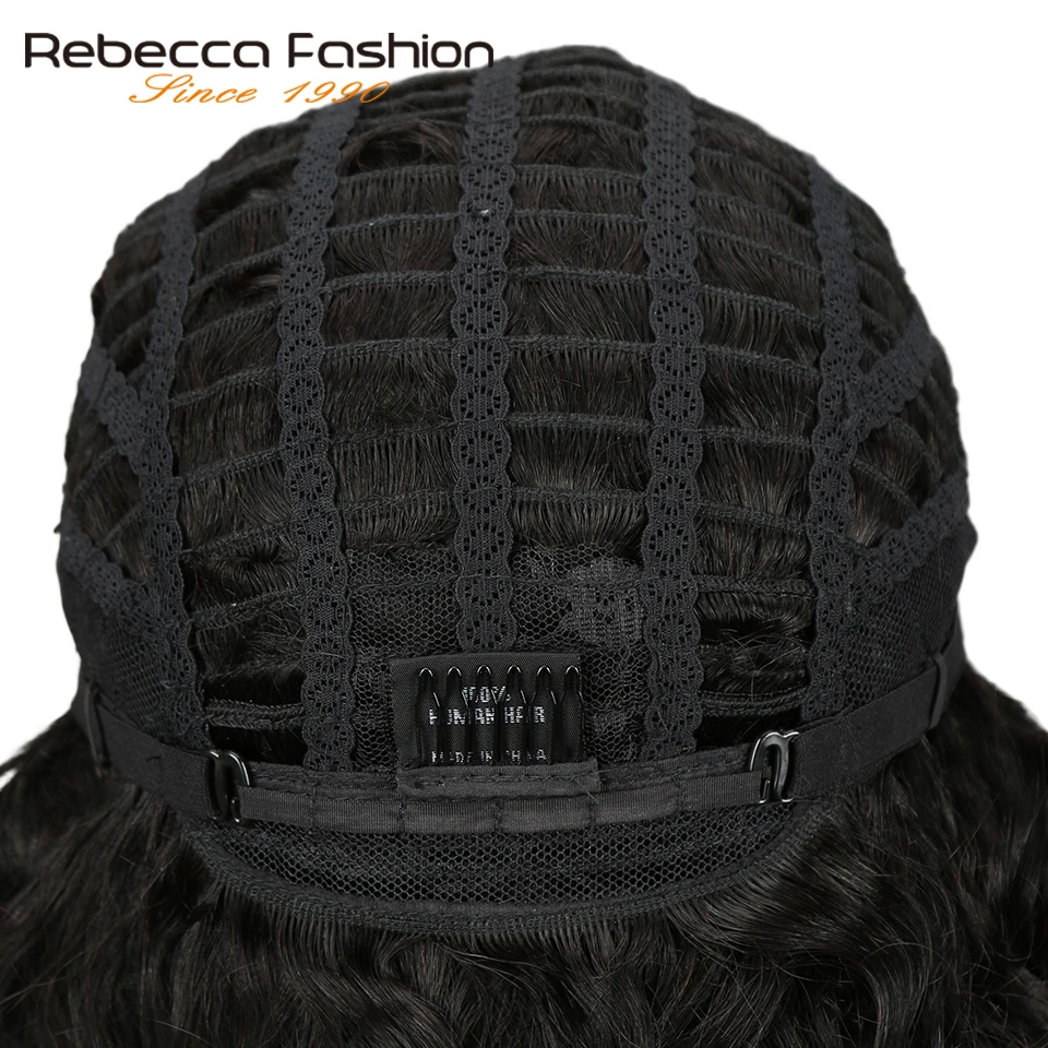 Rebecca свободные вьющиеся волнистые человеческие волосы парики для черных женщин L часть перуанские Remy Свободный парик из волнистых волос 14 дюймов