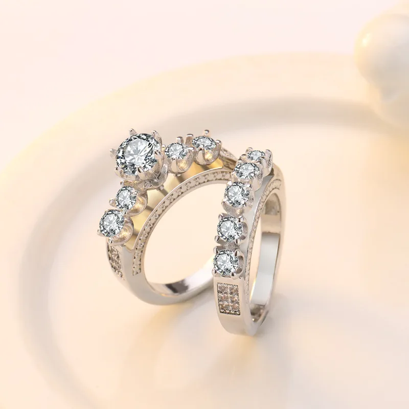 S925 Серебряное кольцо с бриллиантами, модный набор, Bizuteria diamond Anillos, свадебные брендовые наборы, Серебряное 925 ювелирное изделие для женщин, Bizuteria кольцо