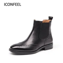 Брендовая женская обувь; Сезон Зима; коллекция года; женские ботильоны из натуральной кожи; Damen; ботинки на не сужающемся книзу массивном каблуке; Chaussure Femme; Винтажная обувь