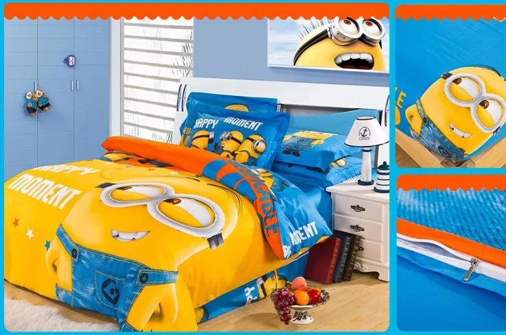 Minion Bed In A Bag Bedding Set King Queen Size Cartoon For Kids Minion Bed In A Bag Bedding Set King Queen Size Cartoon For Kids Bedspread Duvet Cover Sheets Bedroom Quilt Linen Fashion Cotton Sets From Home