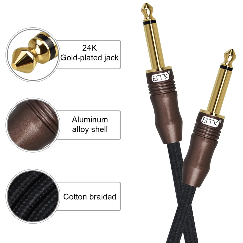 EMK Jack 6.5 Mono Cable Braided Mono 6.3 6.5 Jack Male to Male Aux Audio Cable 5m 8m 10m 15m for Guitar Mixer Amplifier Bass (7)