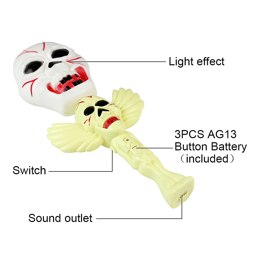 Светящиеся Череп Призрак Волшебная палочка встряхнуть палку с светодиодный свет призрак кричать звук для Хэллоуина вечерние украшения