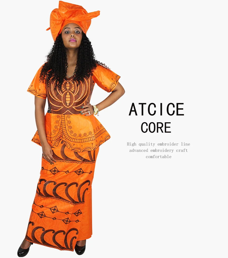 Африканские платья для женщин Базен riche вышивка дизайн длинное платье DP11
