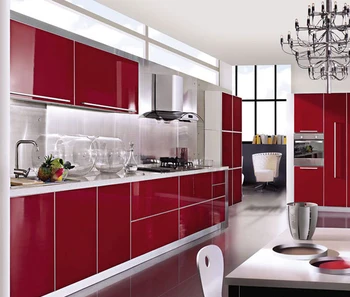 

Dark red kitchen cabinet
