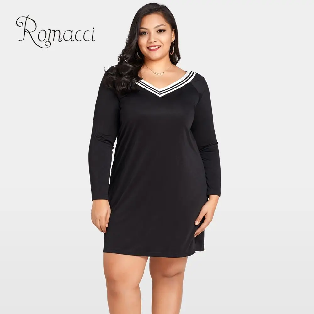 Romacci Повседневное платье рубашка женское сексуальное 5XL большого размера в