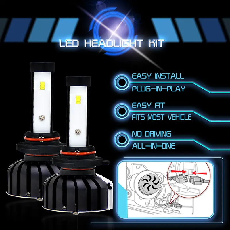 Vehemo 9005/H10/HB3 2 шт Светодиодный фар Светодиодный фонарь автомобиль стиль супер яркое освещение сборки автомобиля аксессуары спереди лампа