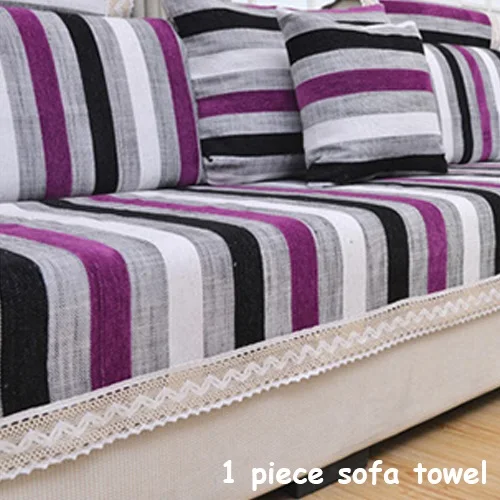 Хлопок белье ткань диван полотенце секционные Чехлы для дивана Нескользящие одноместный двухместный трехместный l-образный полосатый диван полотенце - Цвет: 02 sofa towel 1PCS