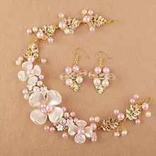 Сделанное вручную из жемчуга и кристаллов Свадебные волосы цветок Стразы Украшения для волос Выпускной головной убор Головные уборы для женщин девочек свадебные аксессуары для волос