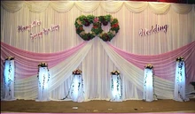 20ft*10ft white&pink wedding backdrop curtain with swag wedding drapes , wedding stage backdrop party decor