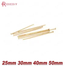 20 мм, 25 мм, 30 мм, 40 мм, 45 мм, 50 мм, 24K позолоченные латунные Плоские Шпильки для соединения бусин, шпильки высокого качества, ювелирные аксессуары, фурнитура